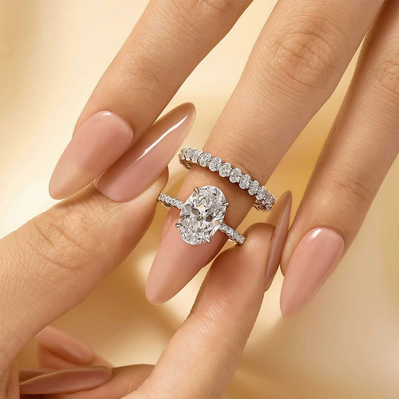 Luxurious Piece Louily Elegant Yellow Gold Oval Cut Wedding Ring Set In Sterling Silver