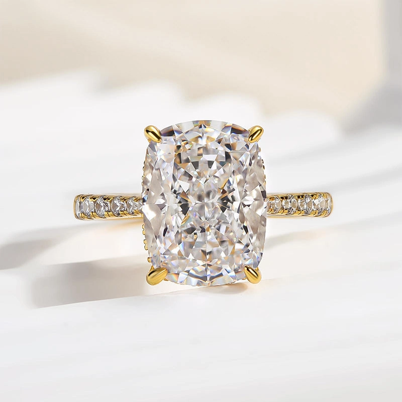 Louily Exclusive Crushed Ice Cushion Cut Engagement Ring For Women In Sterling Silver Edgy Light