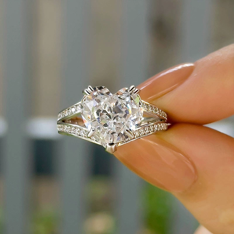 Urban Fit Allure Accent Louily Exquisite 5.0 Carat Heart Cut Engagement Ring In Sterling Silver