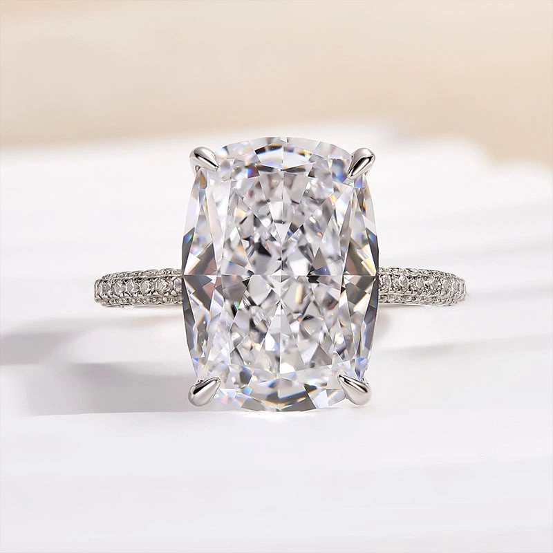 Louily Luxurious Elongated Cushion Cut Engagement Ring For Women In Sterling Silver Distinctive Touch Timeless Gift