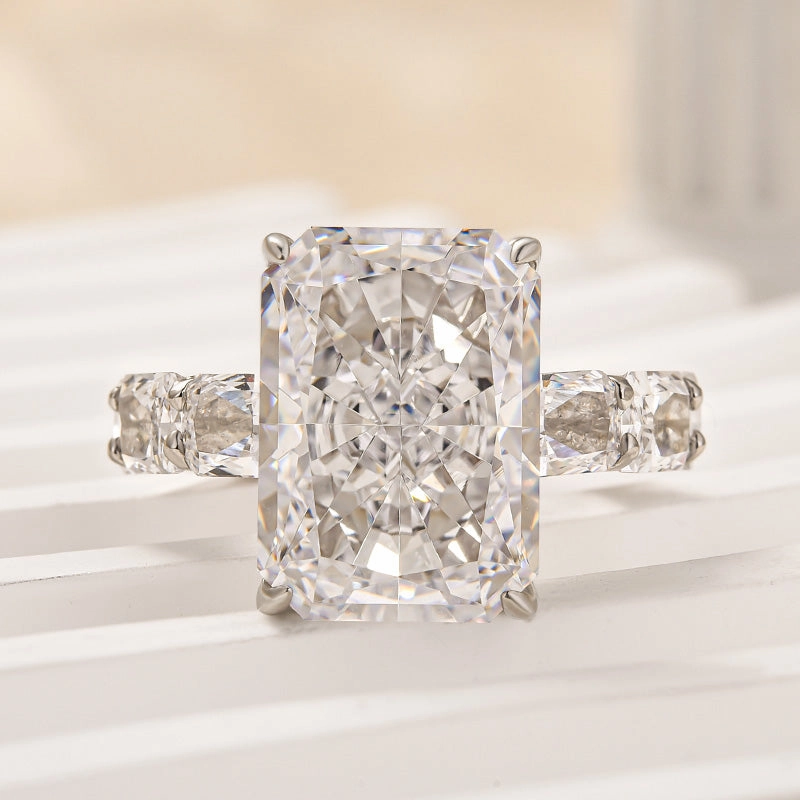 Shiny Jewelry Spark Moment Louily Luxury Radiant Cut Engagement Ring For Women In Sterling Silver