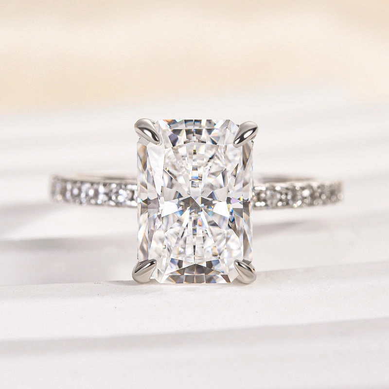 Clean Lines Louily Moissanite 3.5 Carat Radiant Cut Engagement Ring