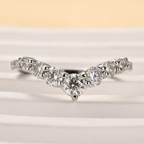 Chic Contour Custom Gifts Louily Moissanite Curved Design Thin Stacking Wedding Ring In Sterling Silver