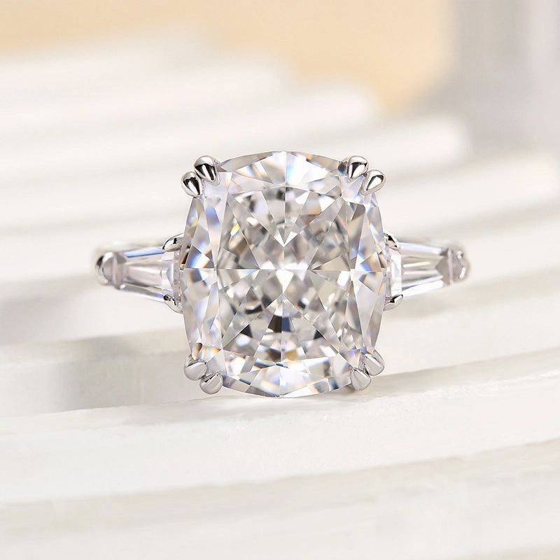 Street Detail Louily Sparkle Cushion Cut Three Stone Engagement Ring