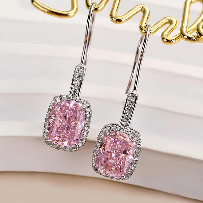 Charming Stones Gift Option Louily Special Halo Cushion Cut Women's Earrings