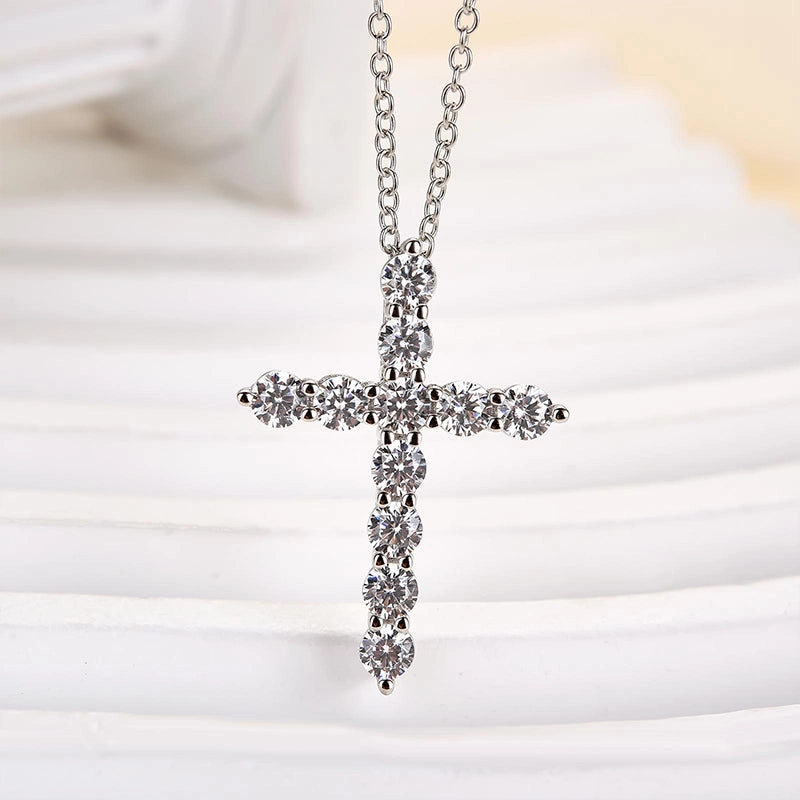 Louily Sterling Silver Fashion Cross pendant Necklace Heirloom Feel Glamorous Gem