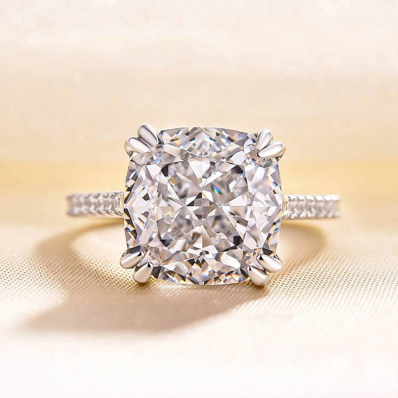 Statement Edge Highlight Moment Louily Stunning Cushion Cut Women's Engagement Ring In Sterling Silver
