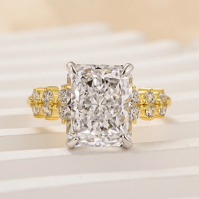 Stylish Addition Louily Unique 4.5 Carat Radiant Cut Yellow Gold Engagement Ring