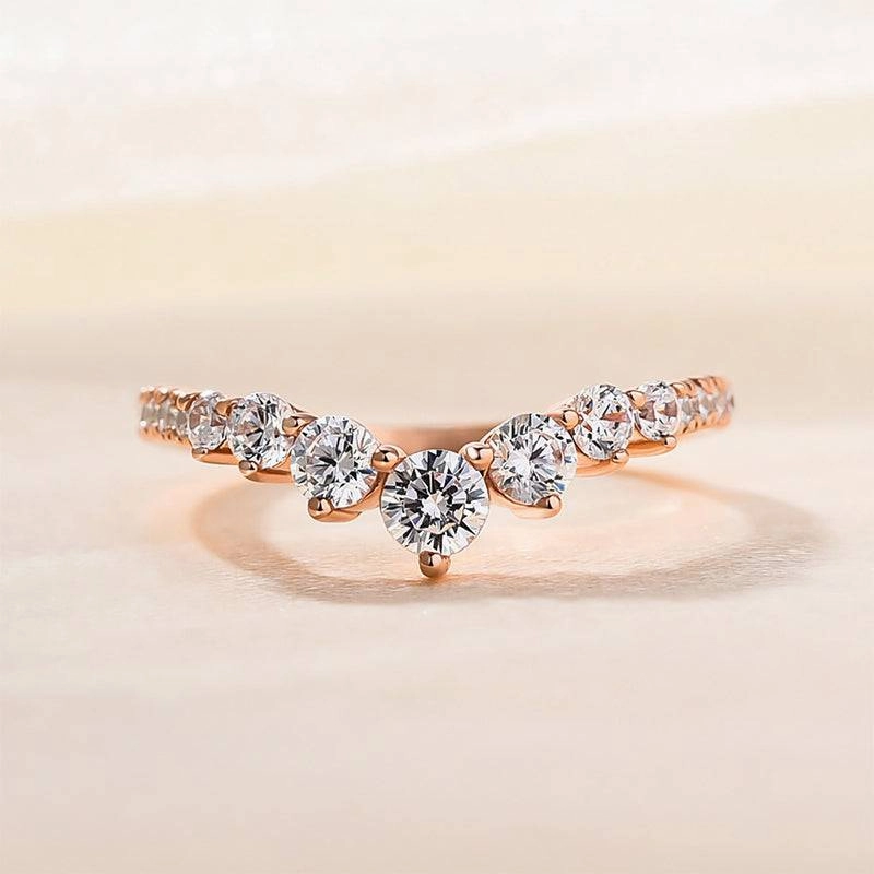 Louily Unique Curved Design Thin Stacking Wedding Ring In Sterling Silver Custom Feel Luxe For Less