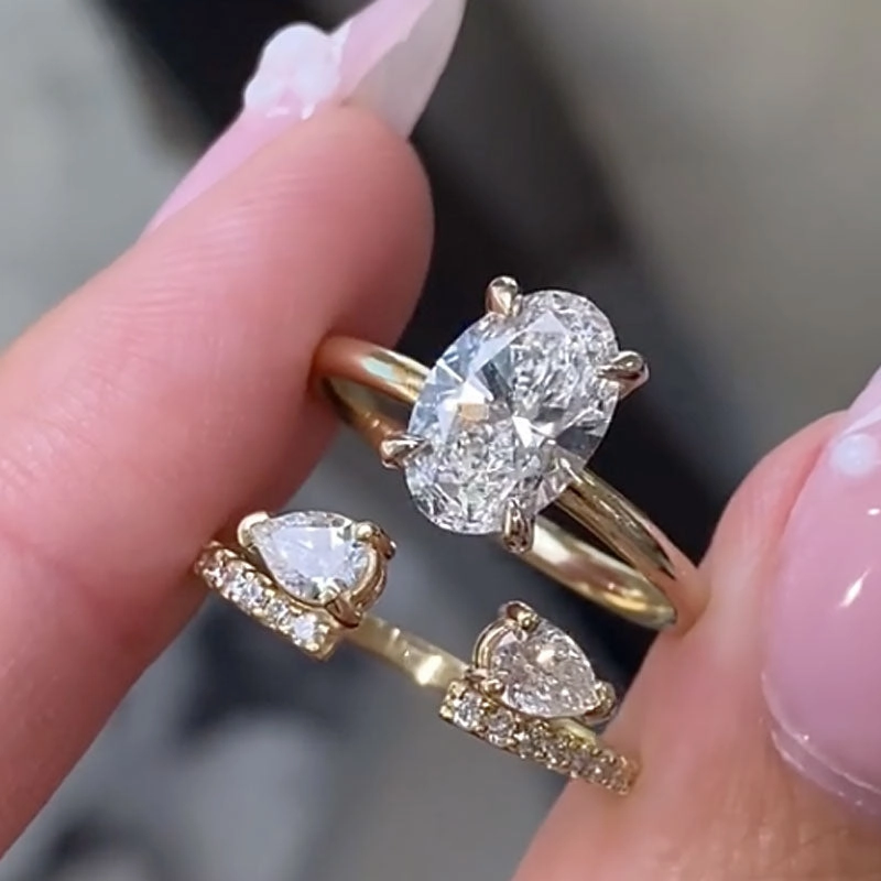 Louily Unique Oval Cut Insert Wedding Ring Set For Women In Sterling Silver Effortless Elegance Radiant Gems