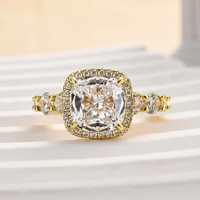 Louily Vintage Halo Cushion Cut Engagement Ring For Women Refined Style
