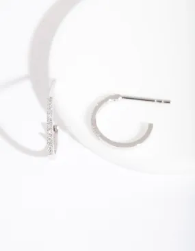 Large Adornment Silver Cubic Zirconia Open Hoop Earrings
