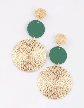Comfortable item Safe Look Green Graduating Disc Drop Earrings