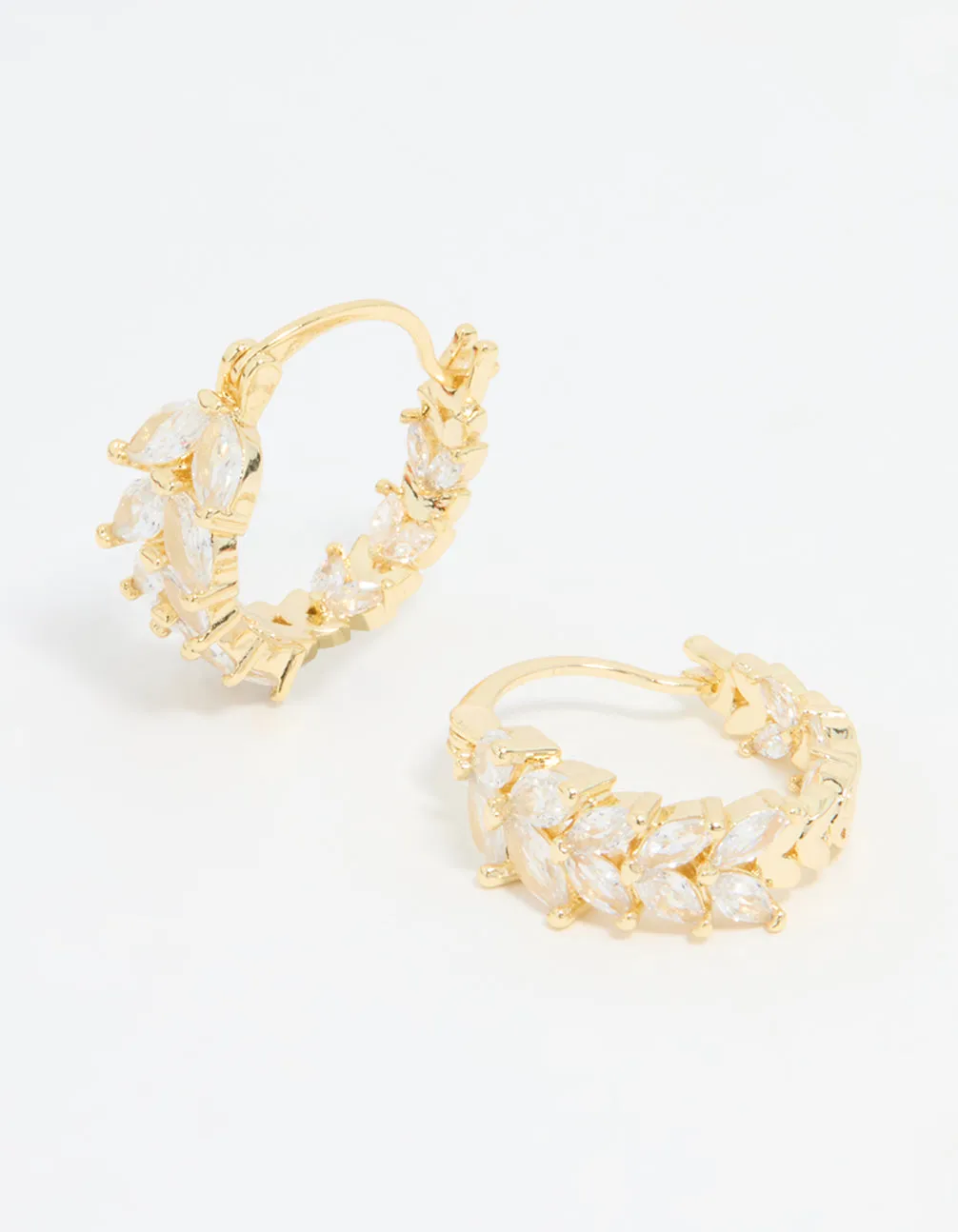 Gold Plated Cubic Zirconia Vine Hoop Earrings Affordable Must-Have Oval Decoration