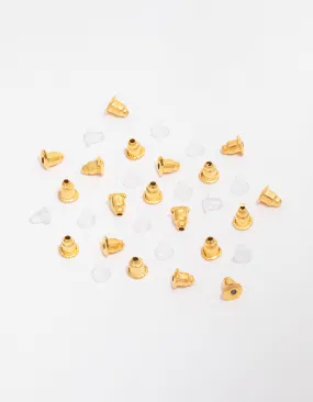 Chic Feature Vibrant Ornament Gold & Silicone Mixed Earring Backing Kit