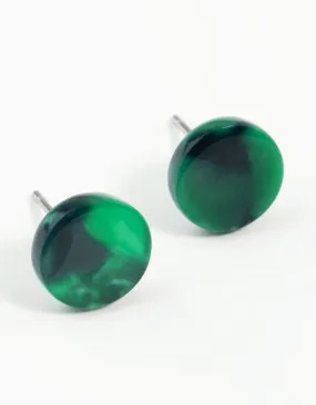 Green Resin Mini Circle Stud Earrings Radiant Piece
