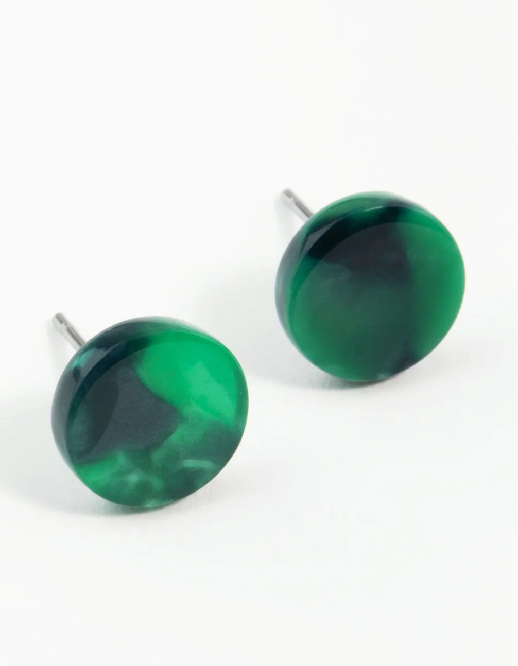 Green Resin Mini Circle Stud Earrings Radiant Piece