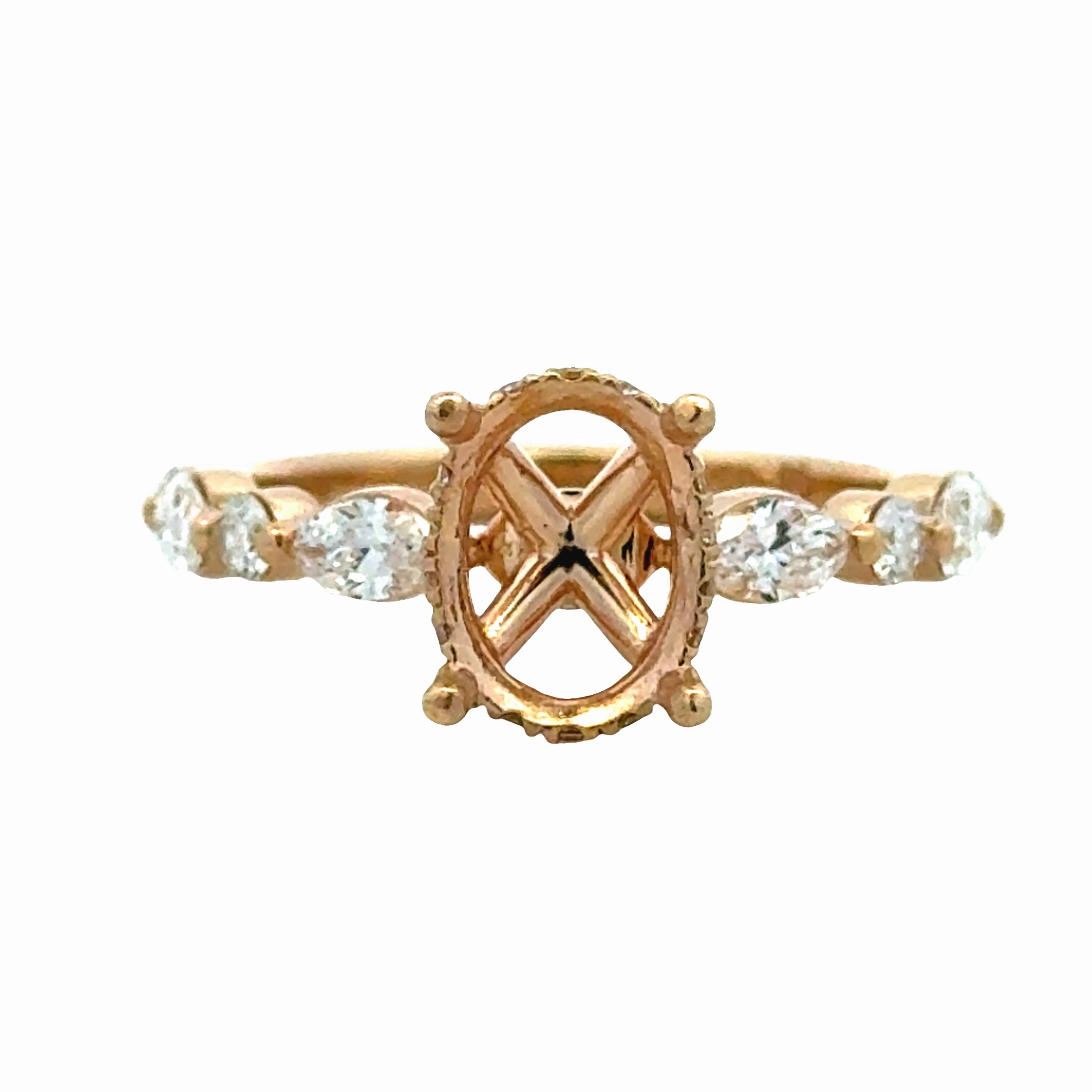 Bold Pieces Design 14KY Hidden Halo Diamond Semi-Mount