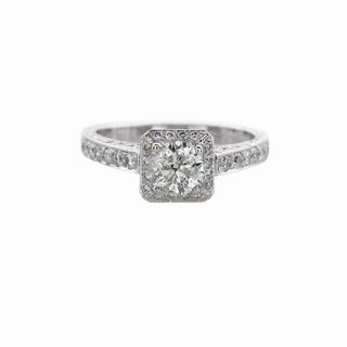 ROUND DIAMOND RING WITH DIAMONDS THROUGHOUT BEZEL AND SHANK Weekend Detail Trendy Addition