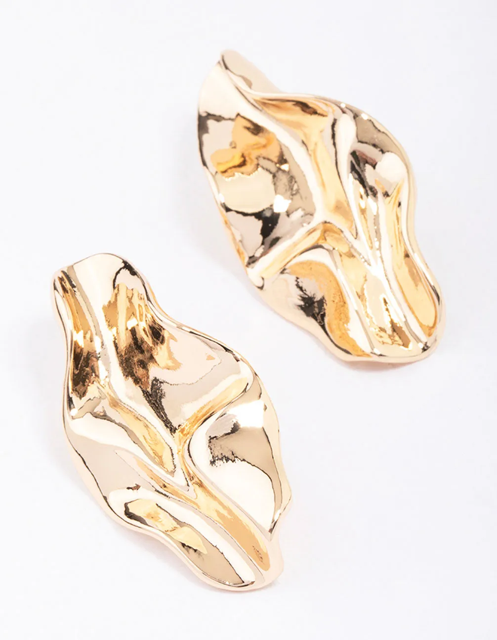 Gold Wrapped Statement Stud Earrings Polished Item