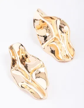 Gold Wrapped Statement Stud Earrings Polished Item