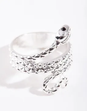 Silver Etched Snake Ring Cherished Moment Hard Surface