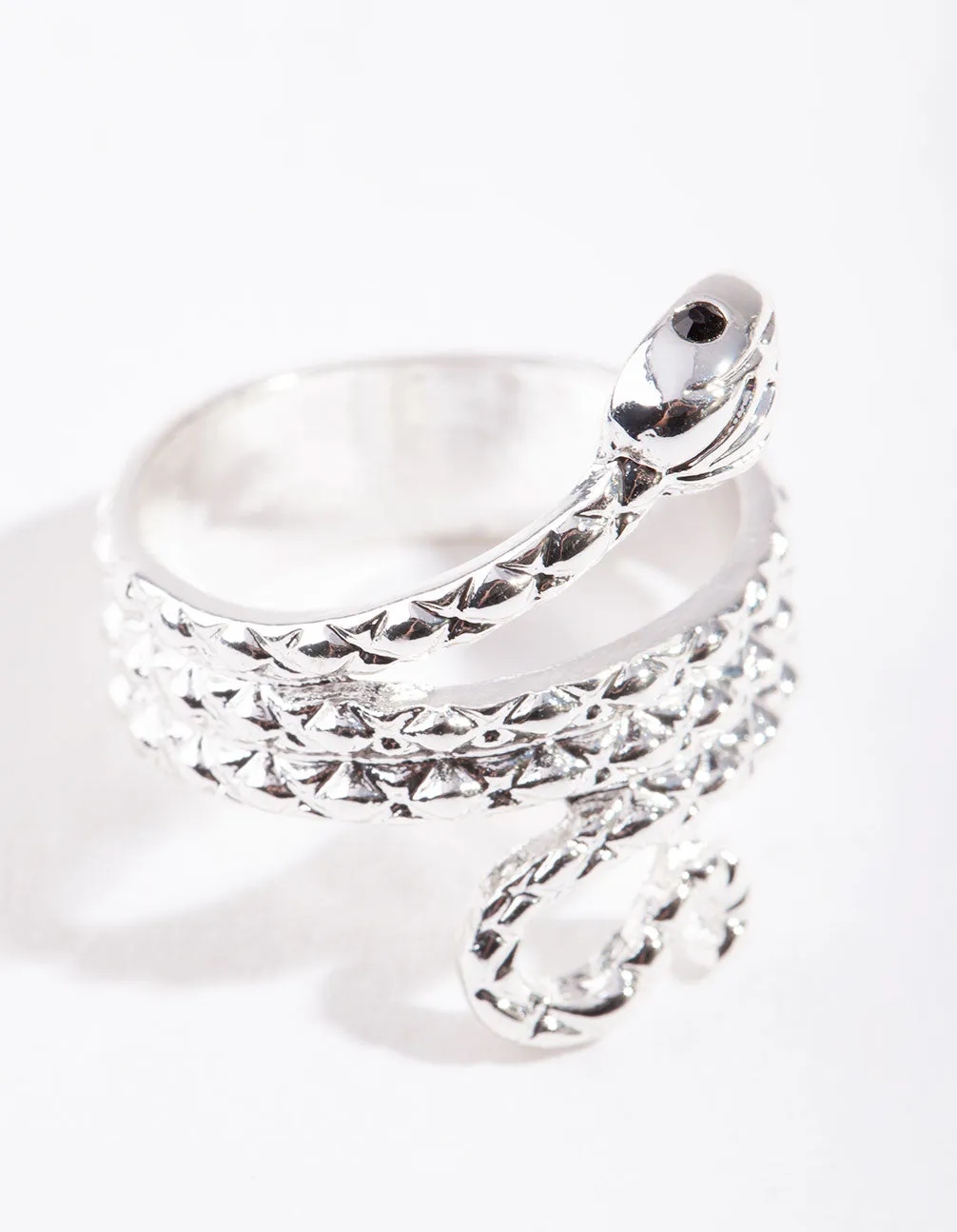 Silver Etched Snake Ring Cherished Moment Hard Surface
