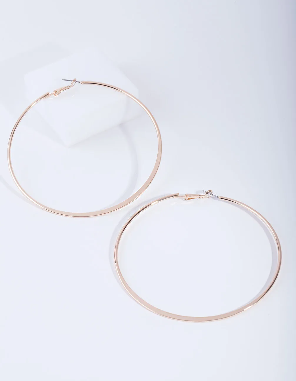 Gold Flat Edge Hoop 9cm Earring Pack Delicate Accent Delicate Item