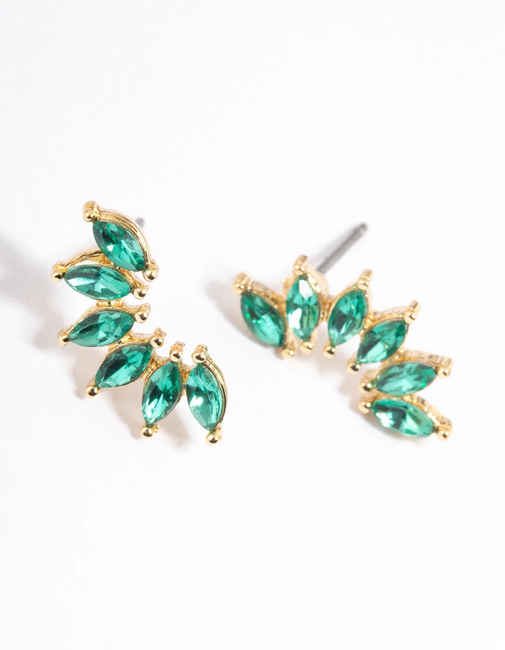 High-Quality Feature Square Accent Gold Small Marquise Graduating Stud Earrings