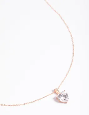 Fine Style Rose Gold Plated Sterling Silver Cubic Zirconia Heart Necklace