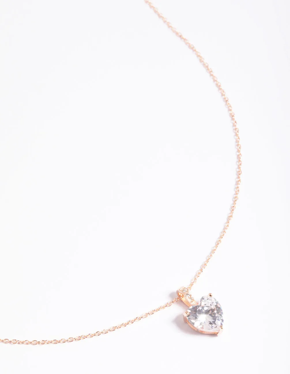 Fine Style Rose Gold Plated Sterling Silver Cubic Zirconia Heart Necklace