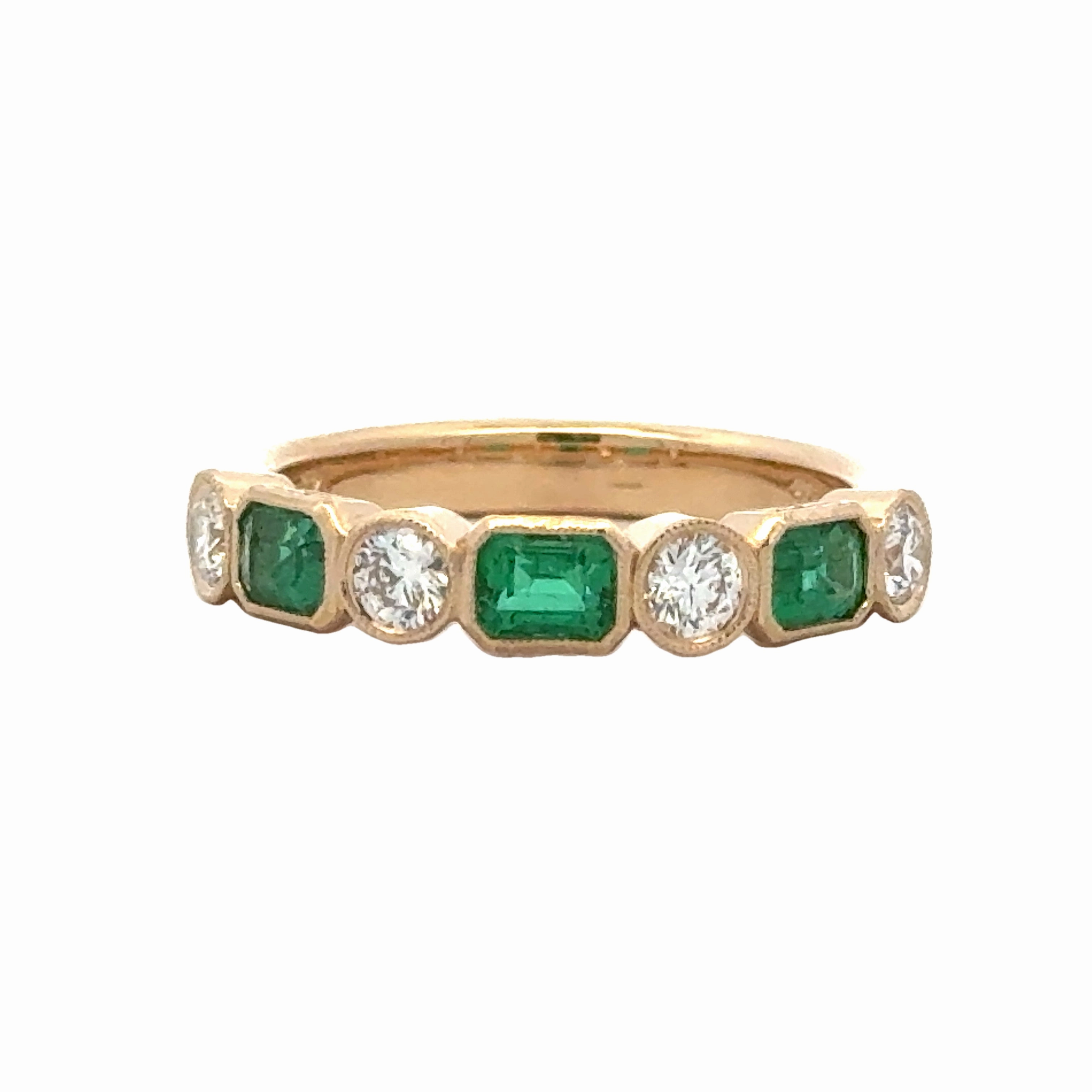 Creative Edge Stylish Sparkle 14ky Emerald and Diamond Anniversary Band