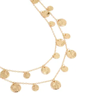 soft look Gold Mini Organic Disc Layered Necklace