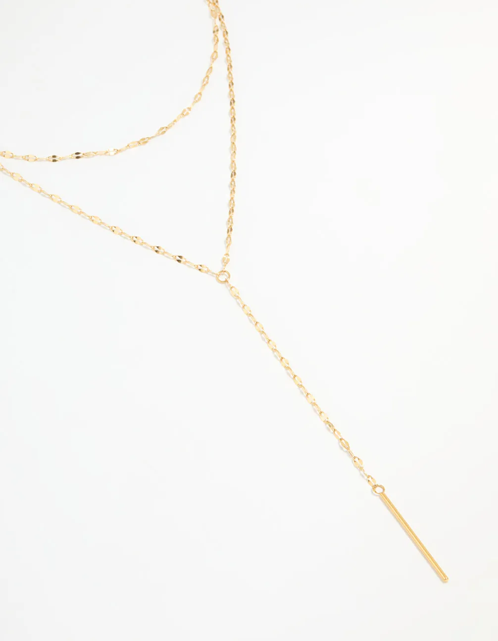 Waterproof Gold Plated Stainless Steel Layered Chain Y-Necklace Durable Jewelry Beaded Strand