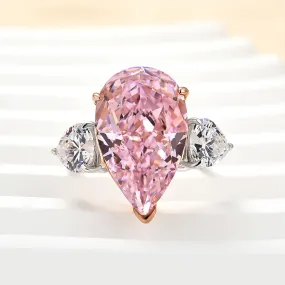 Quick Spark Ethereal Feature Louily Lovely Pink Stone Pear Cut Three Stone Engagement Ring