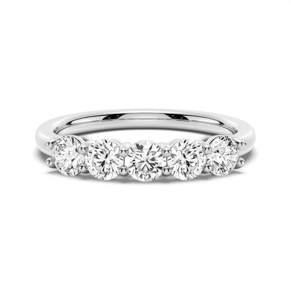 Lightweight Touch 3.75mm 5 Stone Shared Prong Moissanite Anniversary Band