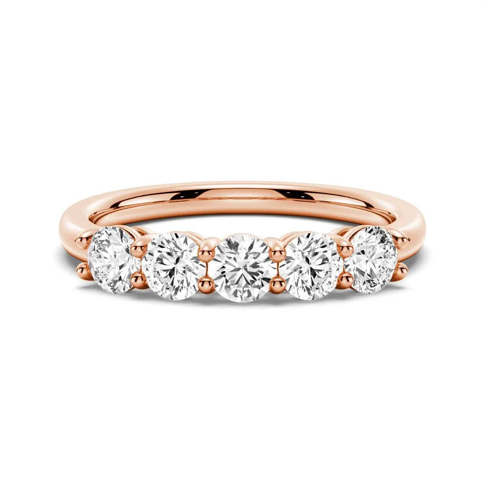 3.75mm 5 Stone Shared Prong Moissanite Anniversary Band Bride Jewelry sophisticated appearance