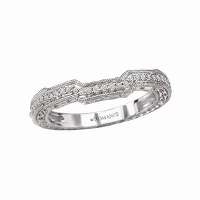 14K White Gold Curved Filigree and Milgrain Wedding Band Timeless Beauty