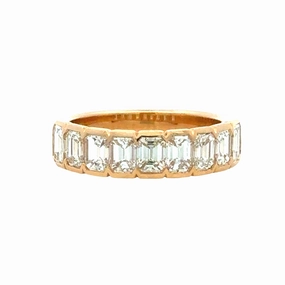 14KY Emerald cut Diamond Anniversary Band Bold Detail