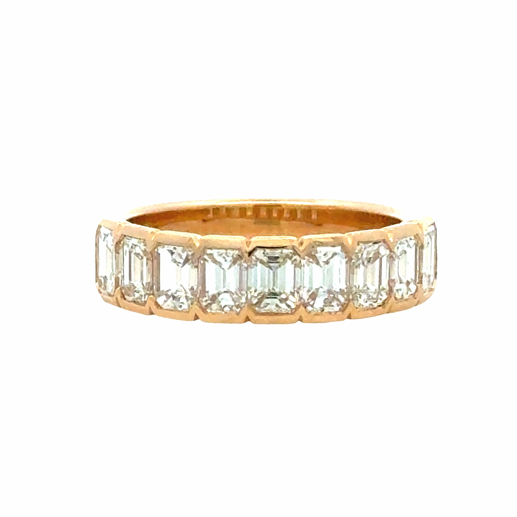14KY Emerald cut Diamond Anniversary Band Bold Detail
