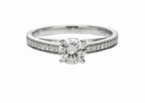 Glamour Finish 14 Karat White Gold Solitaire Engagement Ring (.76cttw)