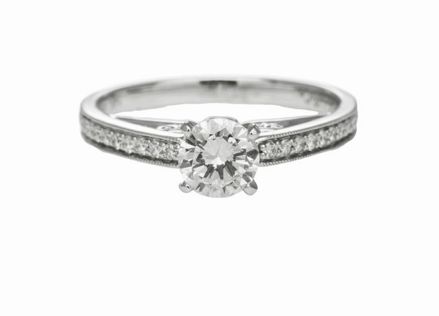 Glamour Finish 14 Karat White Gold Solitaire Engagement Ring (.76cttw)