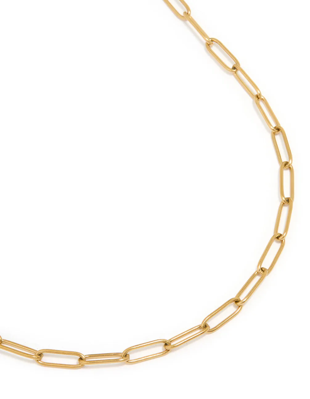 Beaded Strand Waterproof Gold Plated Stainless Steel Open Oval Link Necklace