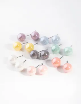 Matte Ball Stud Earring 8-Pack Delicate Piece