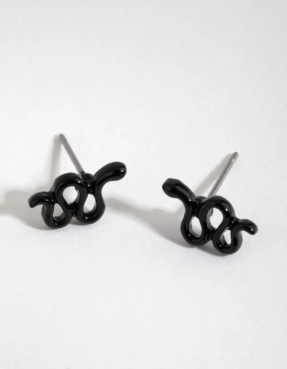 Gorgeous Accent Matte Black Snake Stud Earrings