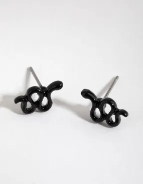 Gorgeous Accent Matte Black Snake Stud Earrings