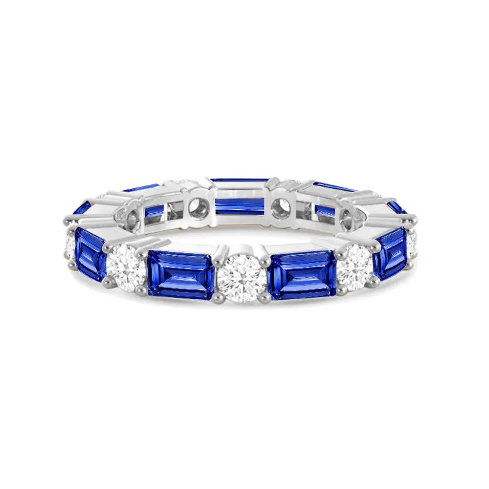 Timeless Created Sapphire and Lab Grown Diamond Eternity Band Polished Shine Modern Touch