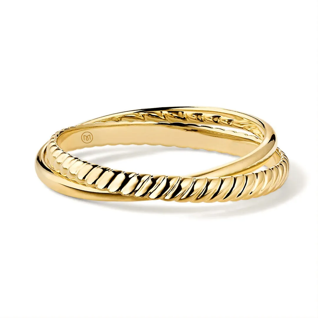 Twisted Double Band Ring Rope and Smooth Crossover Trend Piece