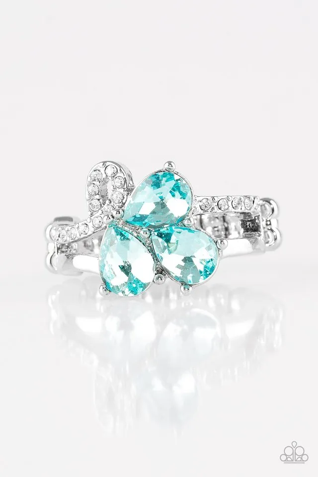 Paparazzi Accessories ?Friends In High-End Places - Blue Ring?Flat Rate Ship $4.50? Textured Feel Figurative Art