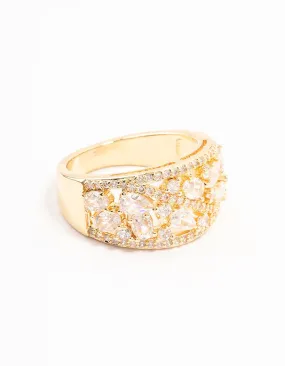 Gold Plated Mixed Stone Cubic Zirconia Ring Affordable price Wardrobe Fit